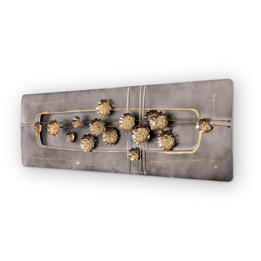 Metallbild - Fleurs d'or - 120x40cm