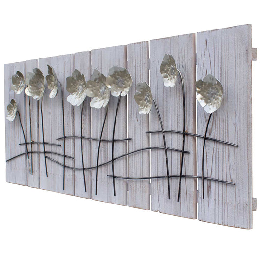 Metallbild - ''Fleurs Dorées'' - 120x40cm